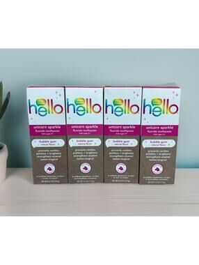 Hello Kids Unicorn Sparkle Bubble Gum Toothpaste 4.2 Oz Lot of 4